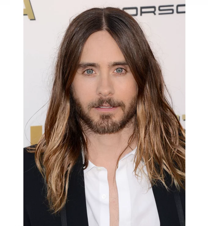 Sexy hairstyle for men: Jared Leto's mid-length hair with ombré